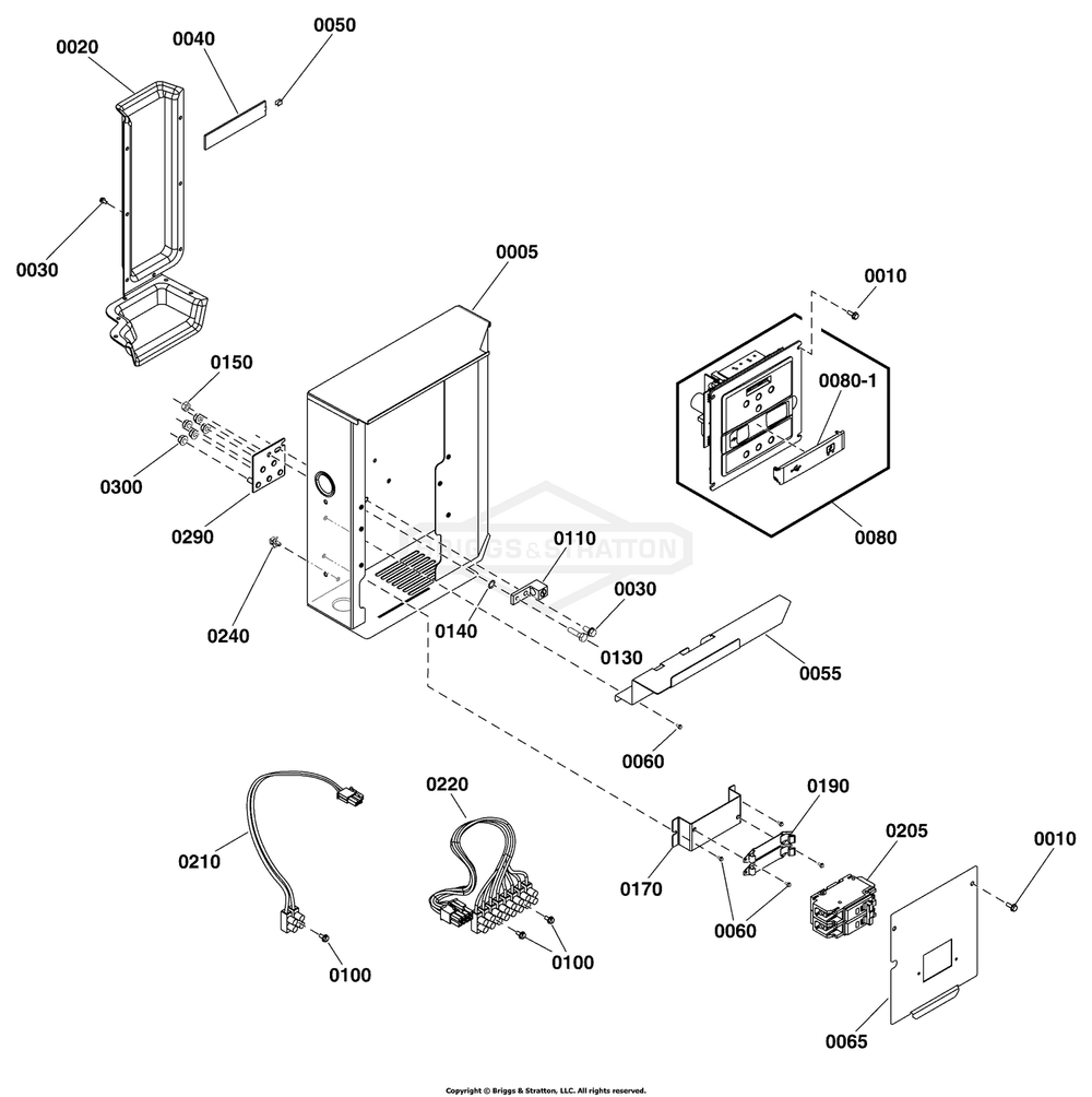 Control Panel Group Diagram and Parts List for 040496-02  Briggs and Stratton Generator